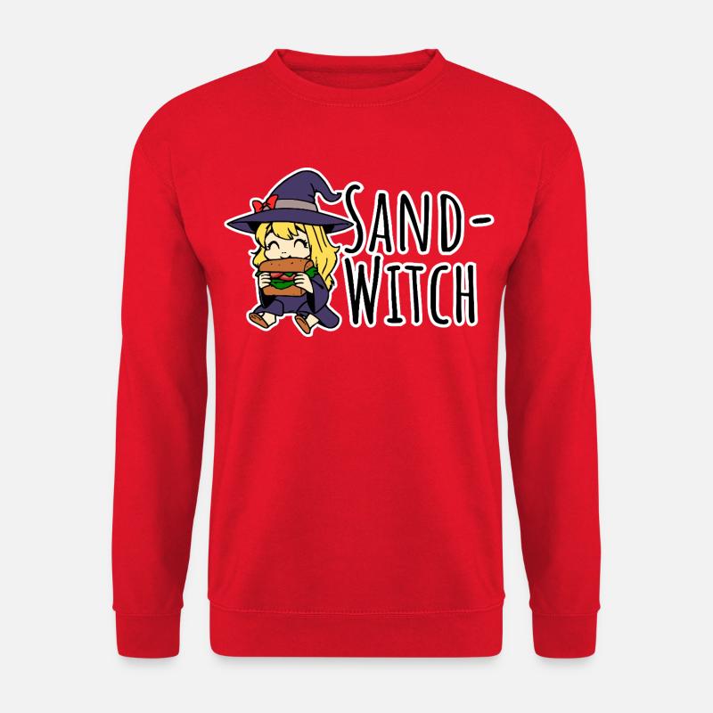 Sand-Witch, die kleine Hexe isst ein belegtes Brot - Unisex Pullover - Rot