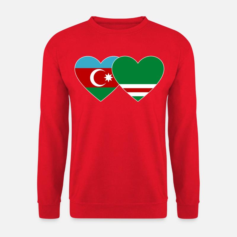 Aserbaidschan Tschetschenien Flagge Herz - Unisex Pullover - Rot