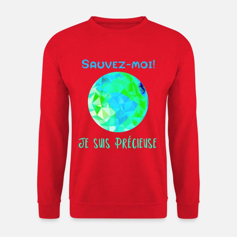 Geometric Globe Blue Green Save me! - Unisex Sweatshirt - red