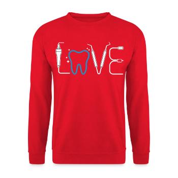 Zahnherz Love Dental - Unisex Pullover - Rot - Vorne - Alina (178cm) & Michal (187cm)