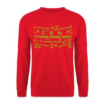 Celebrating the Happy New Year sustainably Lucky symbols - Unisex Sweatshirt - red - Front - Alina (178cm) & Michal (187cm)