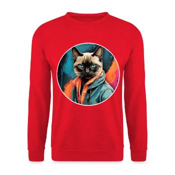 Siamese cat - Unisex Sweatshirt - red - Front - Alina (178cm) & Michal (187cm)