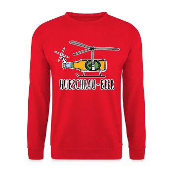 Hubschrau-BIER - Das Bier der Lüfte für Piloten - Unisex Pullover - Rot - Vorne - Alina (178cm) & Michal (187cm)