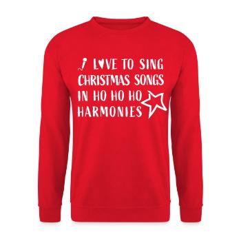 I love to sing Christmas Songs in Hohoho Harmonies - Unisex Pullover - Rot - Vorne - Alina (178cm) & Michal (187cm)