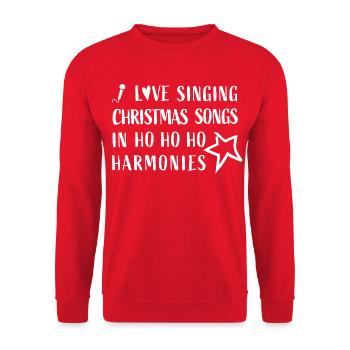 I love singing Christmas Songs in Hohoho Harmonies - Unisex Pullover - Rot - Vorne - Alina (178cm) & Michal (187cm)
