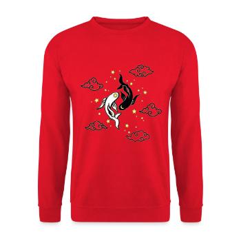 Koi Yin Yang in the Golden Clouds - Unisex Sweatshirt - red - Front - Alina (178cm) & Michal (187cm)