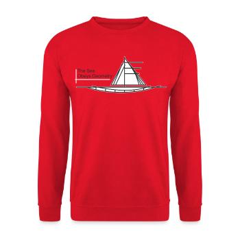 Sea Geometry Segelboot - Unisex Pullover - Rot - Vorne - Alina (178cm) & Michal (187cm)