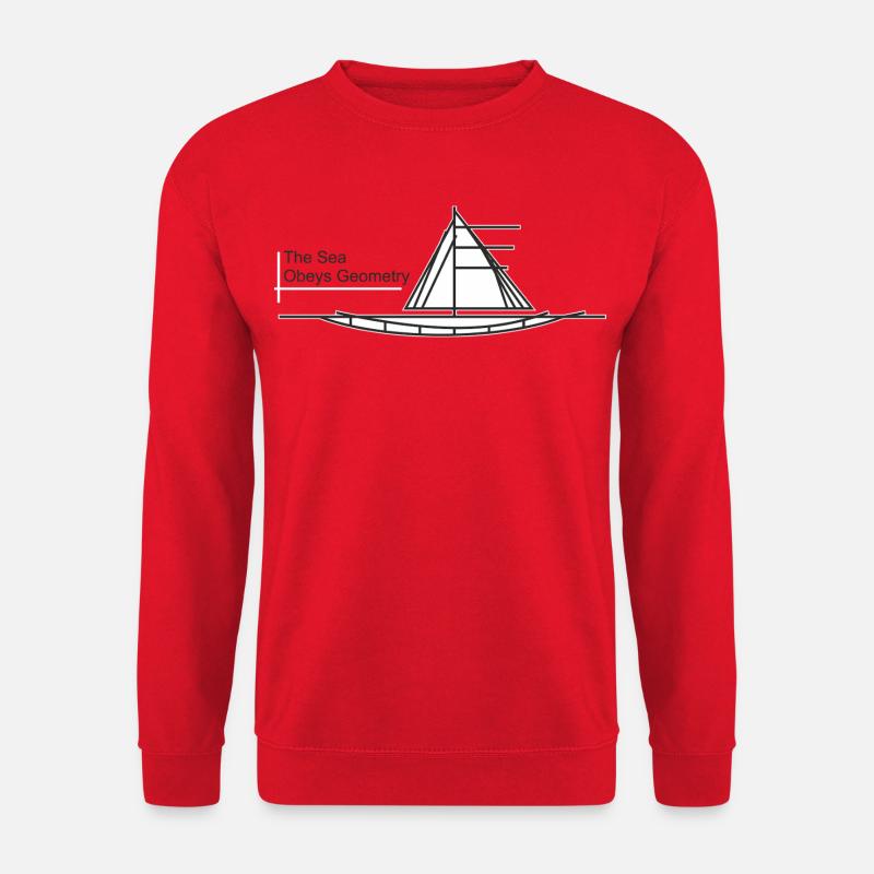 Sea Geometry Segelboot - Unisex Pullover - Rot