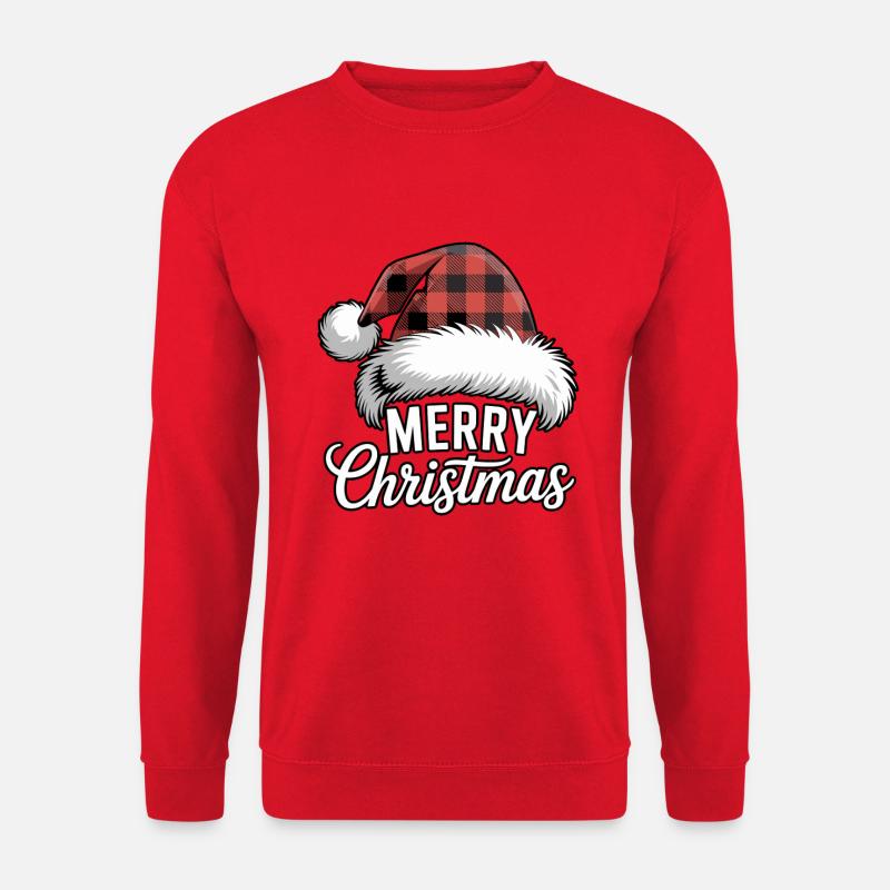 Plaid Santa Weihnachtsdesign - Unisex Pullover - Rot