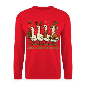 Christmas Just A Merry Goose Holiday Fun - Unisex Sweatshirt - red - Front - Alina (178cm) & Michal (187cm)