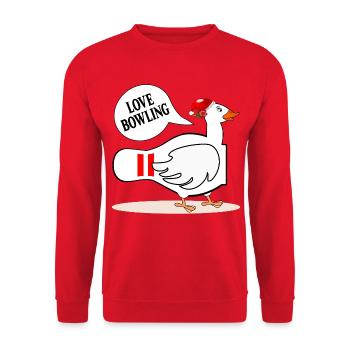Liebe Bowling Gans - Unisex Pullover - Rot - Vorne - Alina (178cm) & Michal (187cm)
