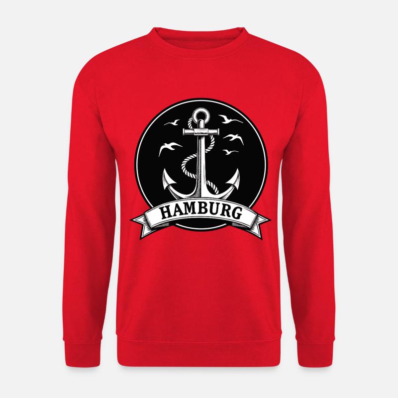 Hamburg Anker Maritimes Wappen Moin - Unisex Pullover - Rot
