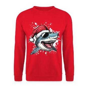 Requin Noël Drôle Noël - Sweat-shirt Unisexe - rouge - Devant - Alina (178cm) & Michal (187cm)