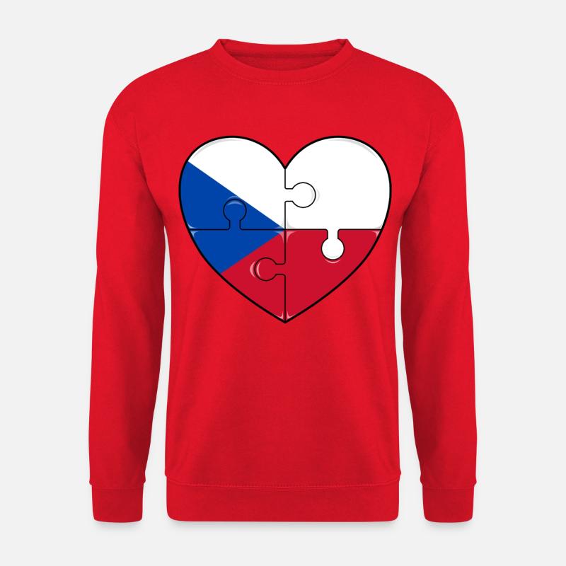Tschechien Polen Flagge Puzzle Herz - Unisex Pullover - Rot