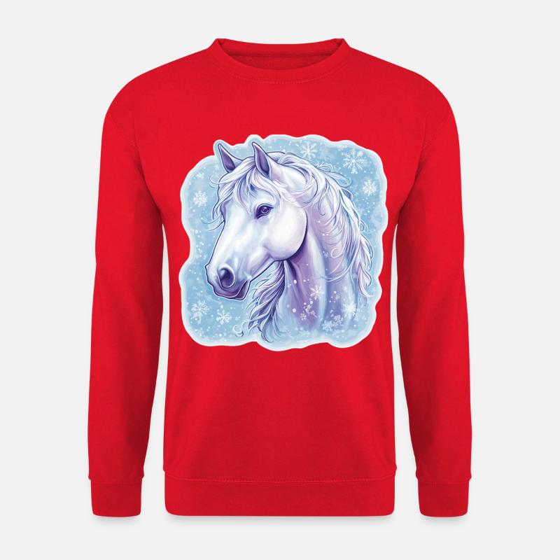 Pferd Schneeflocken  - Unisex Pullover - Rot