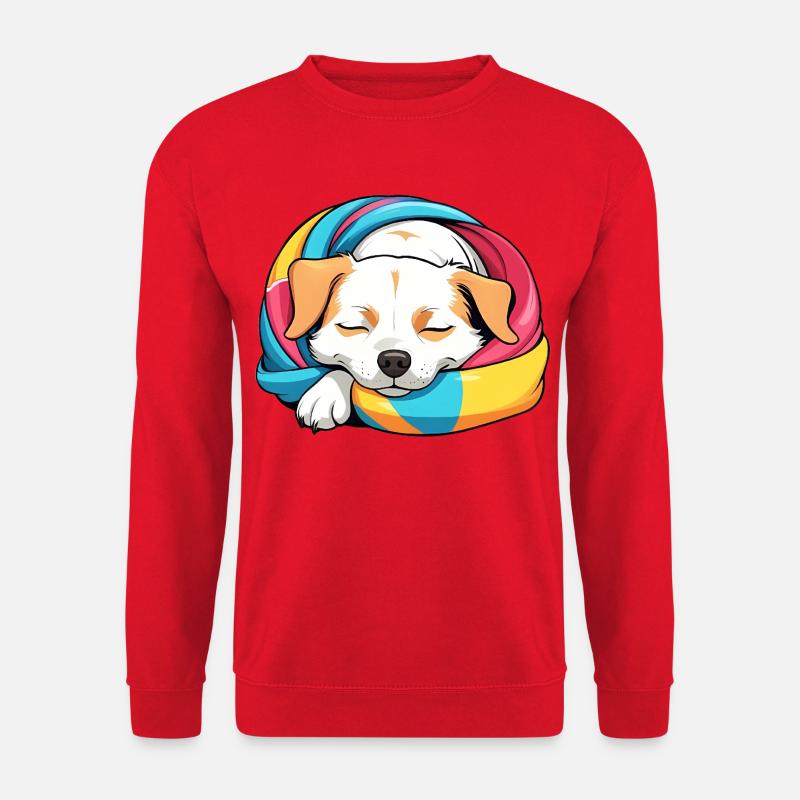 Schlummernder Welpe Regenbogen Schal - Unisex Pullover - Rot