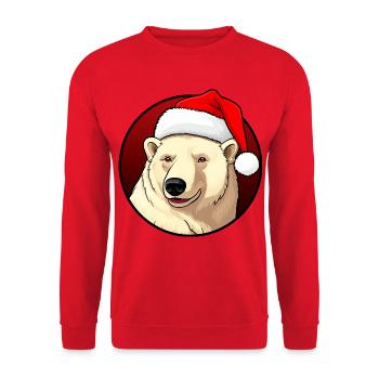 Eisbären Weihnachten - Unisex Pullover - Rot - Vorne - Alina (178cm) & Michal (187cm)