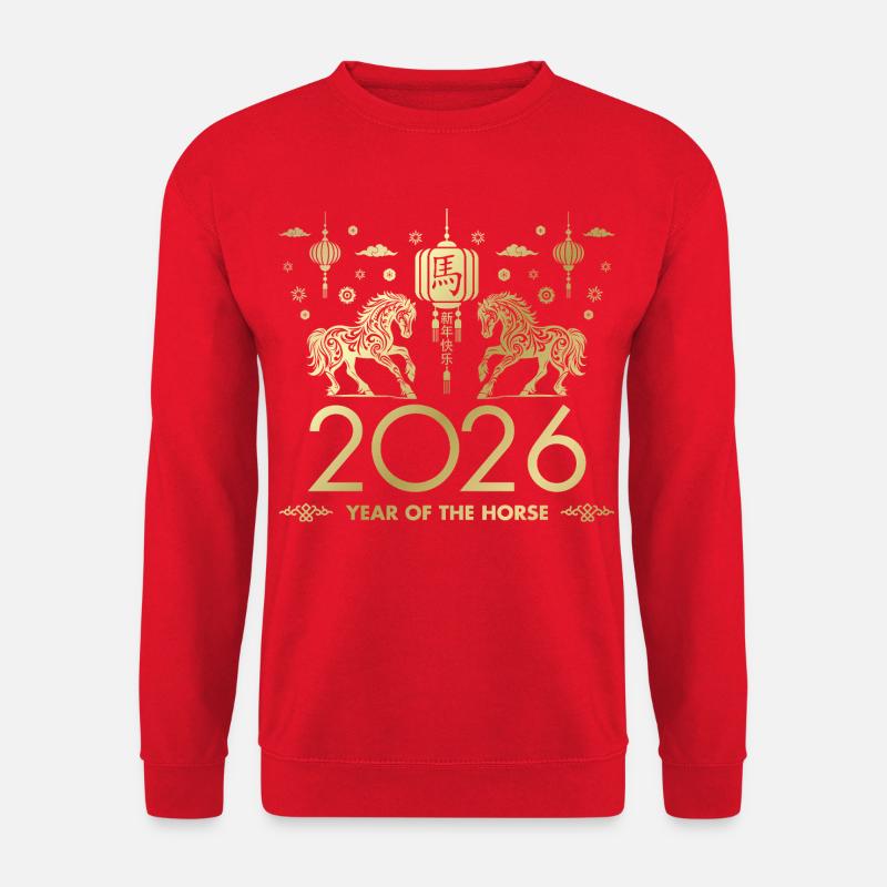Chinesisches Neujahr des Pferdes 2026 - Unisex Pullover - Rot