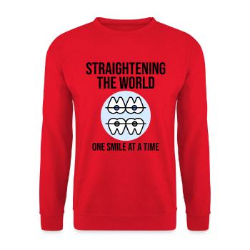 Straightening The World One Smile Orthodontist  - Unisex Sweatshirt - red - Front - Alina (178cm) & Michal (187cm)