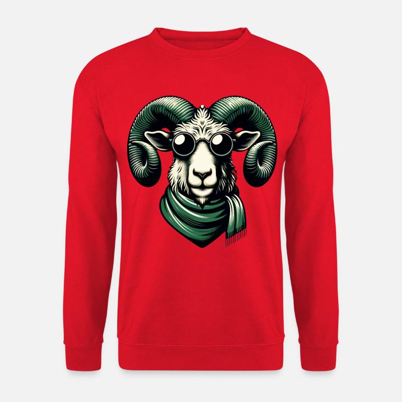Ziegenbock mit Sonnenbrille - Unisex Pullover - Rot