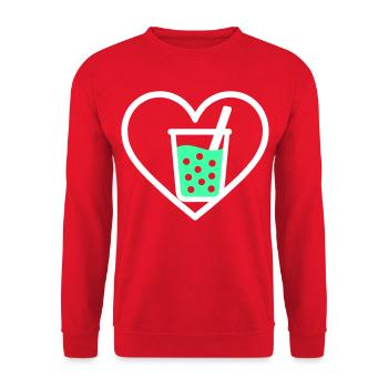 Bubble Tea Heart Boba Drink Cute Trend - Unisex Sweatshirt - red - Front - Alina (178cm) & Michal (187cm)