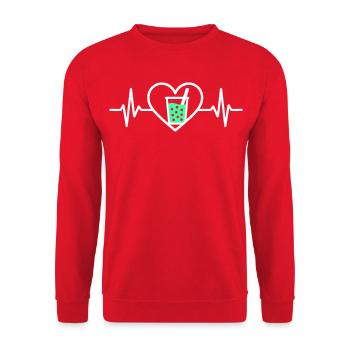 Bubble Tea Herz Getränk Perlen Boba Niedlich - Unisex Pullover - Rot - Vorne - Alina (178cm) & Michal (187cm)