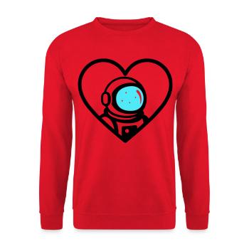 Astronaut Heart Space Cosmo Helm - Unisex Pullover - Rot - Vorne - Alina (178cm) & Michal (187cm)