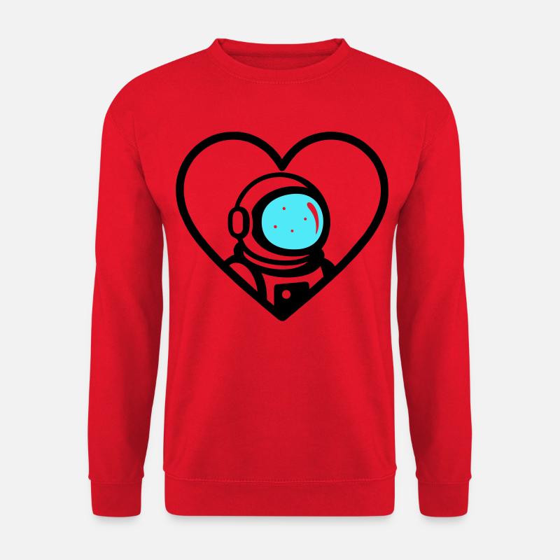 Astronaut Heart Space Cosmo Helm - Unisex Pullover - Rot
