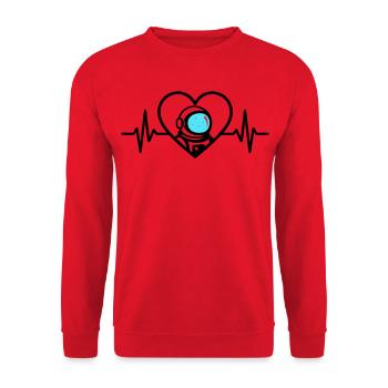 Astronaut Heart Space Travel Cosmos Helmet - Unisex Sweatshirt - red - Front - Alina (178cm) & Michal (187cm)