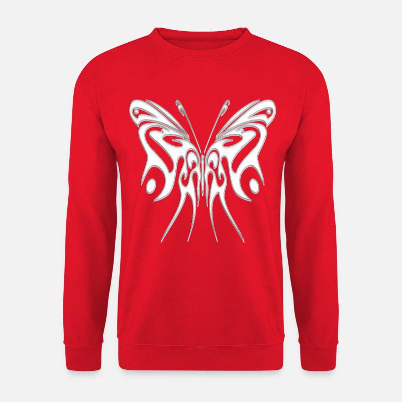 Metallischer Tribal Schmetterling - Unisex Pullover - Rot