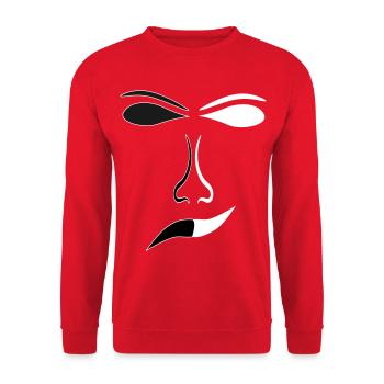 Abstrakte Gesichtslinien Kontrast Maske - Unisex Pullover - Rot - Vorne - Alina (178cm) & Michal (187cm)