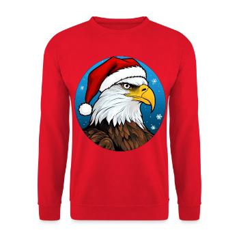 Adler Weihnachtsmann - Unisex Pullover - Rot - Vorne - Alina (178cm) & Michal (187cm)