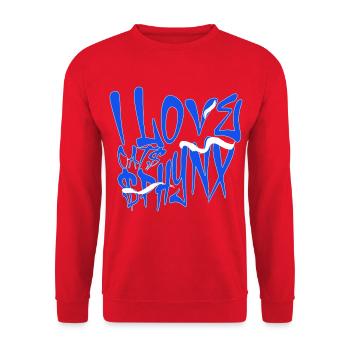 I Love Sphynx Cats Graffiti - Unisex Pullover - Rot - Vorne - Alina (178cm) & Michal (187cm)