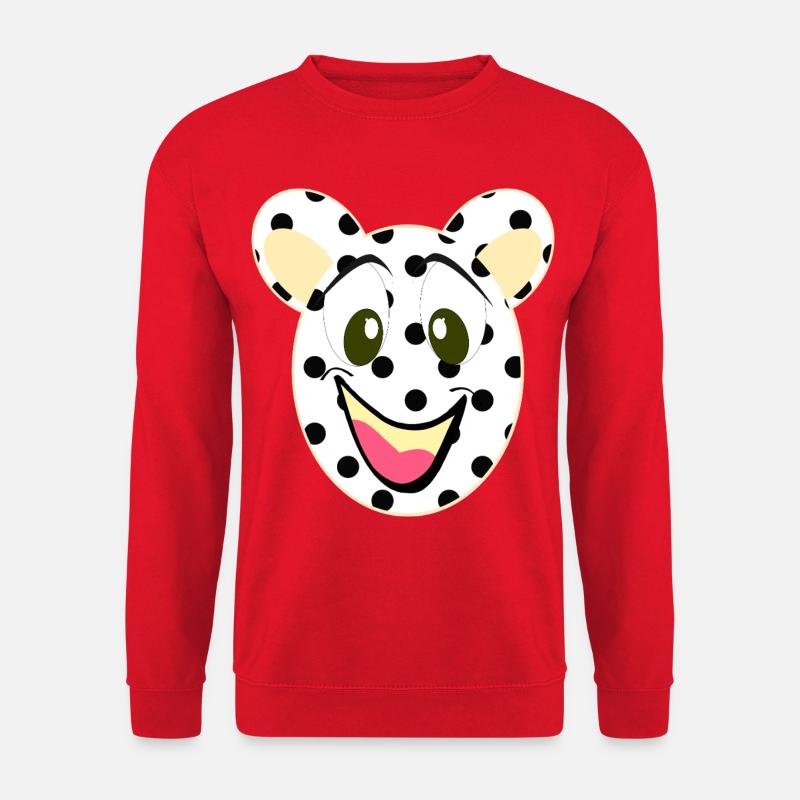 Bear Laughing Face with Dots - Unisex Sweatshirt - red