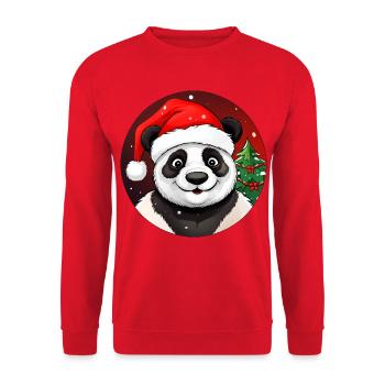 Panda de Noël - Sweat-shirt Unisexe - rouge - Devant - Alina (178cm) & Michal (187cm)