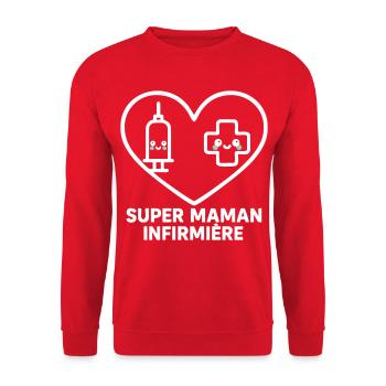Super maman infirmière – Cœur médical - Sweat-shirt Unisexe - rouge - Devant - Alina (178cm) & Michal (187cm)