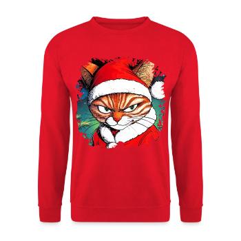 Christmas cat - Unisex Sweatshirt - red - Front - Alina (178cm) & Michal (187cm)