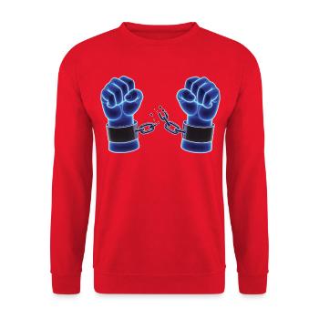 FREE NIGHT - freedom & rights - Unisex Sweatshirt - red - Front - Alina (178cm) & Michal (187cm)