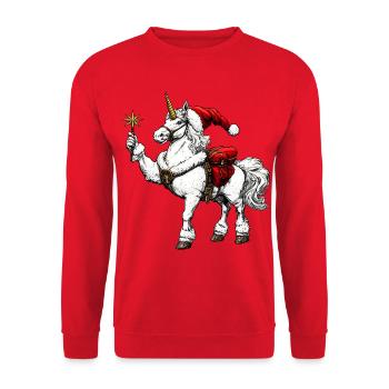 Unicorn Christmas - Unisex Sweatshirt - red - Front - Alina (178cm) & Michal (187cm)