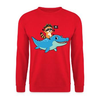Juste un garçon qui aime le raton laveur Mosasaurus - Sweat-shirt Unisexe - rouge - Devant - Alina (178cm) & Michal (187cm)