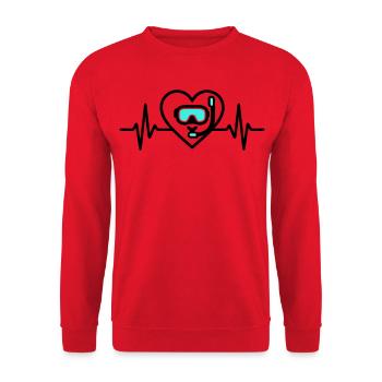 Plongée cardiaque – Passion pour la mer - Sweat-shirt Unisexe - rouge - Devant - Alina (178cm) & Michal (187cm)