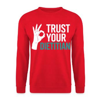 Registrierter Ernährungsberater mit Zertifizierung als Ernährungsberater (Registered Dietitian Certified Counselor) - Unisex Pullover - Rot - Vorne - Alina (178cm) & Michal (187cm)