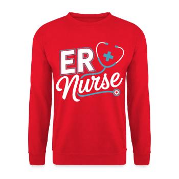 ER Pflegeheld Stethoscope - Unisex Sweatshirt - red - Front - Alina (178cm) & Michal (187cm)