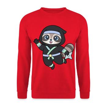 Ninja raccoon in ninja outfit - Unisex Sweatshirt - red - Front - Alina (178cm) & Michal (187cm)