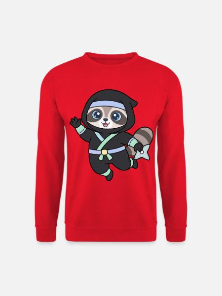 Raton laveur ninja en tenue de ninja - Sweat-shirt Unisexe - rouge