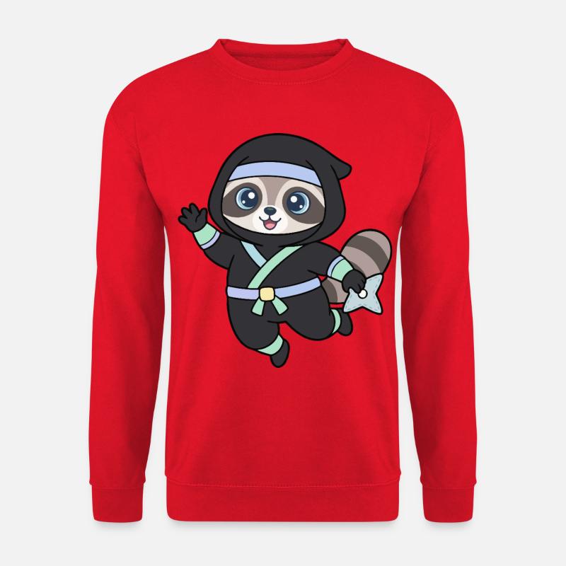 Ninja Waschbär im Ninja-Outfit - Unisex Pullover - Rot