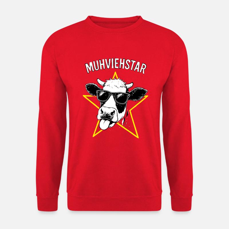 Muhviehstar Lustiges Bauernhof Geschenk Kühe Rind - Unisex Pullover - Rot