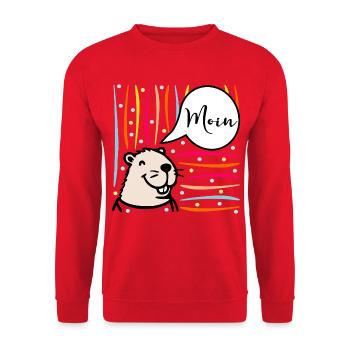 Norddeutschland Moin Capybara - Unisex Pullover - Rot - Vorne - Alina (178cm) & Michal (187cm)