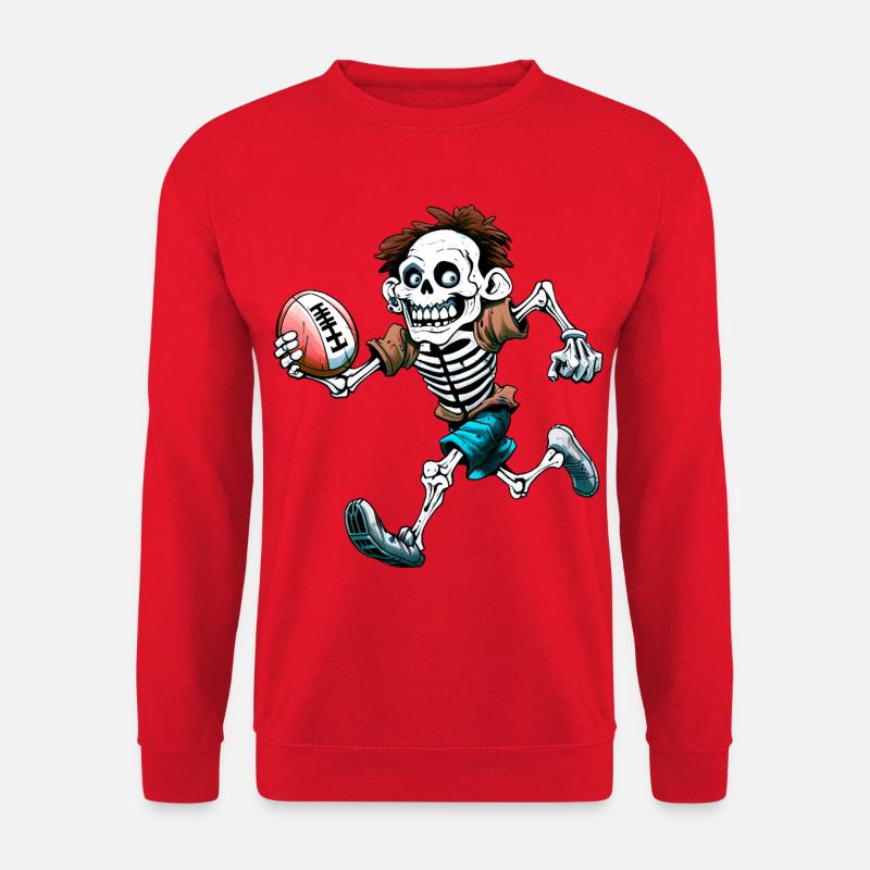 Skelette Rugby / Rugbyspieler Skelett - Unisex Pullover - Rot