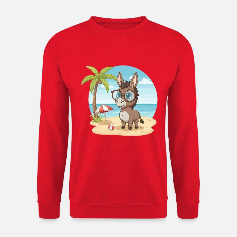 Süßer Esel mit Brille Strandsommerferien - Unisex Pullover - Rot